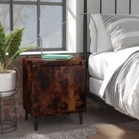 set de 2 mesitas de noche - mueble de dormitorio - madera y metal - roble ahumado 40x30x50cm