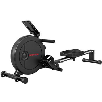 SPORTNOW Remadora Magnética Plegable con 16 Niveles de Resistencia Negro   Aosom España
