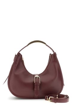 mini bolso efecto piel lisa con ribetes bordeaux