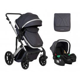 Carrito de bebé Kikkaboo 3 en 1 asiento transf. Darling Gris Oscuro