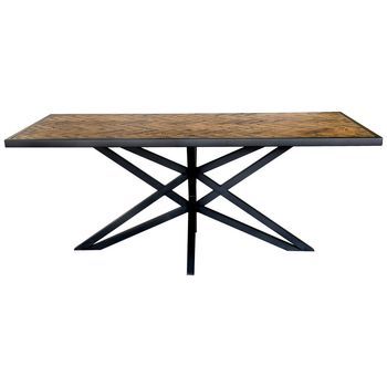 Mesa De Comedor Cuadrada De Madera Marrón, 180x100x76h Cm