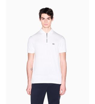 A|X Armani Exchange para hombre. XM002372AF21936U0009 Polo Fabric blanco (M), Casual, Viscosa, Manga corta