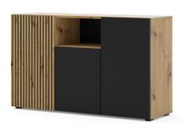comoda efecto madera crema y negro