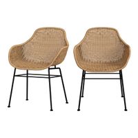 set de 2 sillas de resina trenzada natural