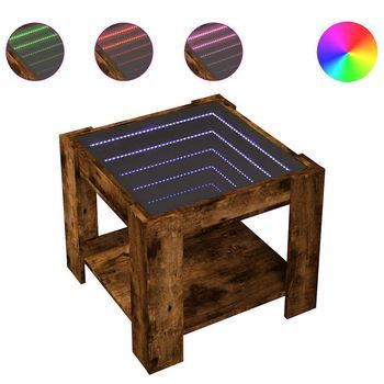 Mesa De Centro Y Led Madera Ingeniería Roble Ahumado 53x53x45cm Vidaxl