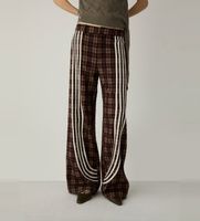 laagam para mujer m4053 pantalon de cuadros zion marron 40 casual poliester