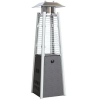 outsunny estufa de gas butano portatil 3 kw con temperatura ajustable sistema antivuelco y ignicion por presion plata y bronce