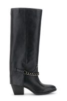 botas de piel con cadena frontal black 36