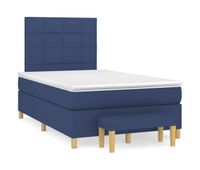 cama box spring con colchon tela azul 120x200 cm bloques con cuadros