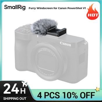 SmallRig Furry Windscreen para Canon PowerShot V1 con Soporte de Zapata Fría Integrado para Luz de Relleno, Luz de Video y Micrófonos 5989