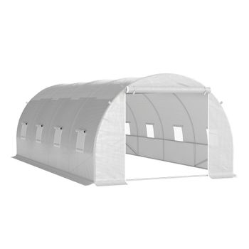 Outsunny Invernadero de Túnel Grande 6x3x2 m Marco Metálico Galvanizado Cubierta PE Invernadero con Puerta y Ventanas Enrollables   Aosom España