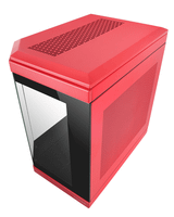caja atx semitorre gaming mars gaming mc3t color rojo vista panoramica 3 paneles de cristal templado 3 slots pci verticales usb-c usb 30