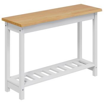 Mesa Consola Ekai Blanco 112 X 35 X 76 Cm Madera De Pino Maciza Vidaxl