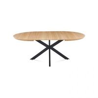 mesa redonda de comedor extensible 130-210x130 cm asuna roble negro 130 x 76 x 130 cm