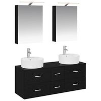 juego de muebles de bano 5 uds roble negro vidaxl
