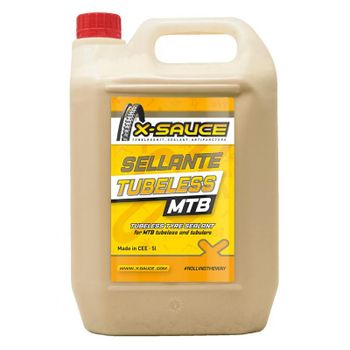 X-SAUCE | Sellante Antipinchazos Tubeless Para Mtb 5L - PARA USO EN RUEDAS TUBELESS DE MONTAÑA. Capacidad: 5 Litros Dosis recomendadas dependiendo del grosor de la cubierta: MTB 26