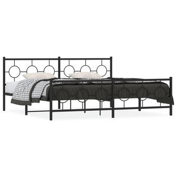 Estructura Cama Sin Colchón Con Estribo Metal Negro 200x200 Cm Vidaxl