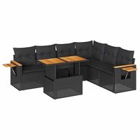 set sofas jardin y cojines 6 piezas ratan sintetico acacia negro