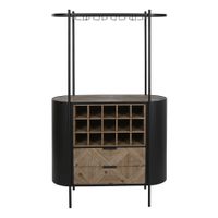 botellero de acero negro y madera de 90x36x150 cm 15 botellas