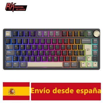 Teclado Mecánico RK Royal Kludge R75 Español, Diseño 80%, Retroiluminación RGB, PBT, Interruptores Intercambiables en Caliente, Perilla Metálica, España
