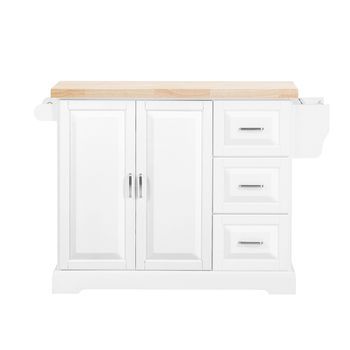 Sobuy Carrito De Cocina Blanco Con 4 Ruedas, 2 Puertas Y 3 Cajones 128x71x905 Cm Fkw41-ii-wn