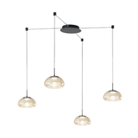 brena - lampara colgante descentralizada de 4 luces color conac - fabas luce - led regulable de 40 w - montaje descentralizado