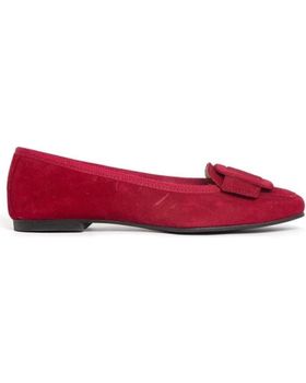 de MENINA STEP WOMENS ANA BIG BUCKLE SUEDE SANDALS BURGUNDY
