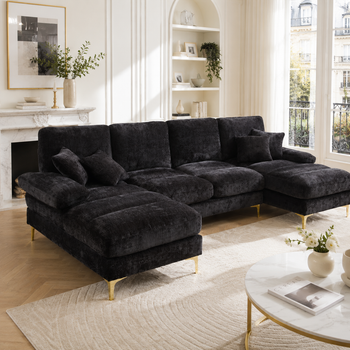 Sofá En Forma De U Welltin Sofá Seccional Moderno De Chenilla Con Asientos Reclinables Dobles 272x136x88cm Gris
