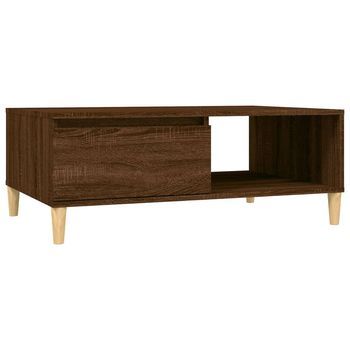 Mesa De Centro 60x90x35 Cm Madera Trabajada Y Madera Maciza De Eucalipto - Marrón
