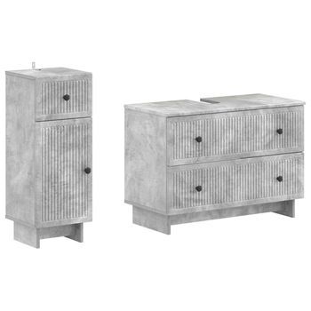 Juego De Gabinete De Baño De 2 Piezas Ede Gris Hormigón Vidaxl