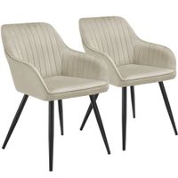 2 sillas de comedor con aspecto de terciopelo y acolchada cremanegro