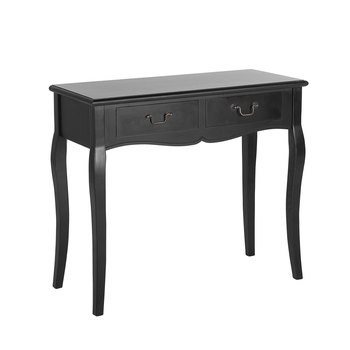Consola Negra 100 X 35 Cm Mdf 2 Cajones Retro Recibidor Sala De Estar Klawock - Negro