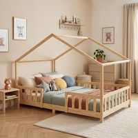 cama para ninos treviolo forma de casa pino 120x200 cm natural encasa