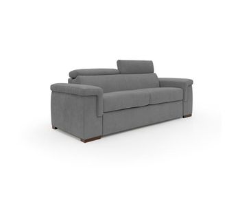 Giunone sofá cama convertible con colchón de 18 cm y reposacabezas reclinables en tejido impermeable 200 cm (mat. 120x197 cm) gris