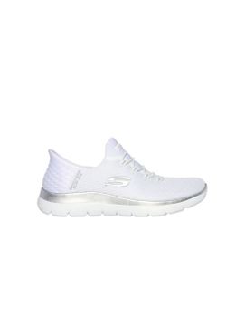 Zapatillas Skechers Slip-Ins Summits-Diamond Drea Mujer White Mesh/Silver Trim