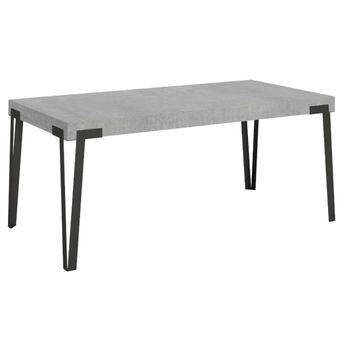 Mesa De Comedor Extensible De Diseño Con Patas De Metal Antracita Konta-color Gris Cemento-ancho Extensible