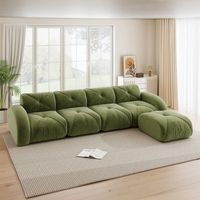 sofa modular en forma de l de 4 plazas chenilla verde sin montaje