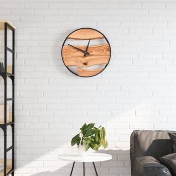 Reloj De Pared | Reloj Mural Hierro Y Madera De Olivo Marrón Ø35 Cm Cfw168132 Cfw23300