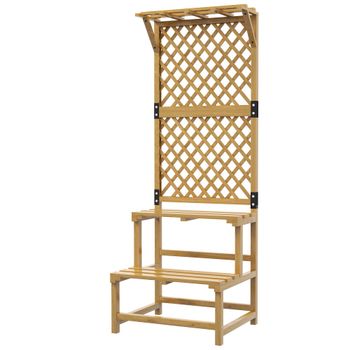 Estante para plantas en abeto con panel trasero amarillo 60x50x166cm