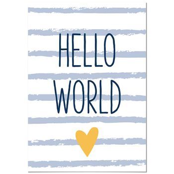 Panorama Cuadro De Aluminio Infantiles Para Habitación Frase Hello World 70x100 Cm
