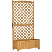 outsunny macetero con celosia para enredaderas  jardinera para cultivo de plantas trepadoras 90x45x180 cm madera natural   aosom espana