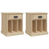 pack 2 uds mesitas de noche  mesa auxiliar  mesilla color roble sonoma 43x36x50 cm