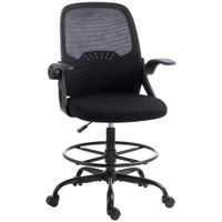 homcom silla de dibujo con reposapies soporte lumbar ajustable y reposabrazos abatibles negro   aosom espana