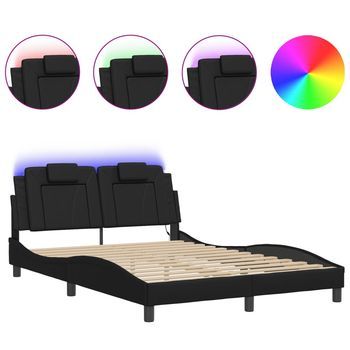 Estructura De Cama Viana Con Led Sin Colchón Negro 140x190 Cm Vidaxl