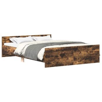 Estructura De Cama Con Cabecero Piecero Roble Ahumado 120x200cm