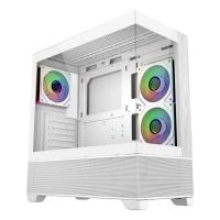 caja cooler master elite 690 wood blanco atx vidrio templado rgb gaming