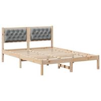 estructura de cama con cabecera gris claro 140 x 200 cm tela