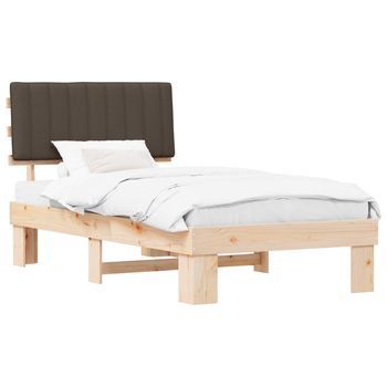 Estructura De Cama Con Cabecera Tapizada Taupé 100 X 200 Cm