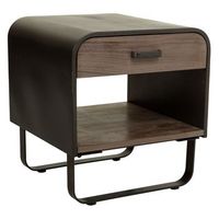 mesita  de madera y metal negro 50x52x56h cm