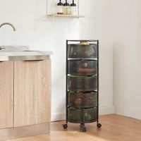 carrito de cocina steigen con 5 cestas redondas acero 90xo33cm - negro encasa